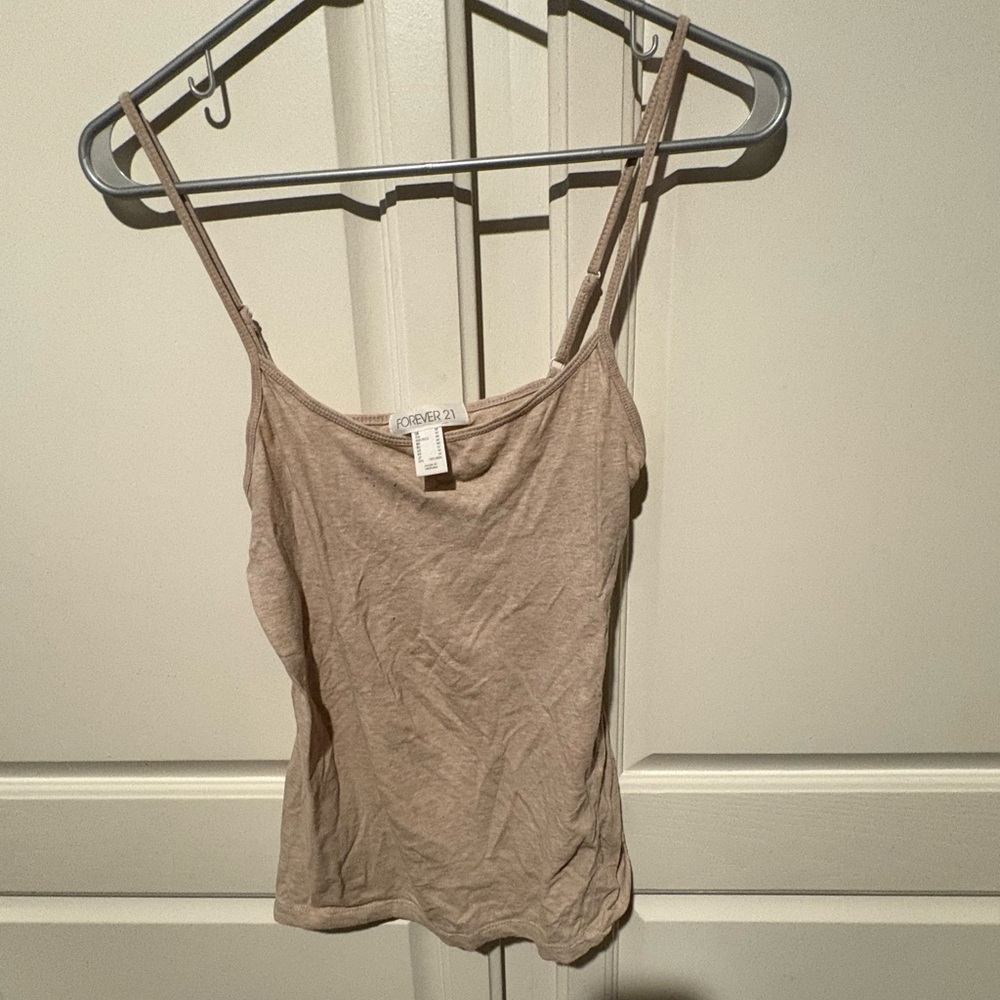 Forever 21 Beige Tan neutral Spaghetti Strap Women's tank Top size Medium M